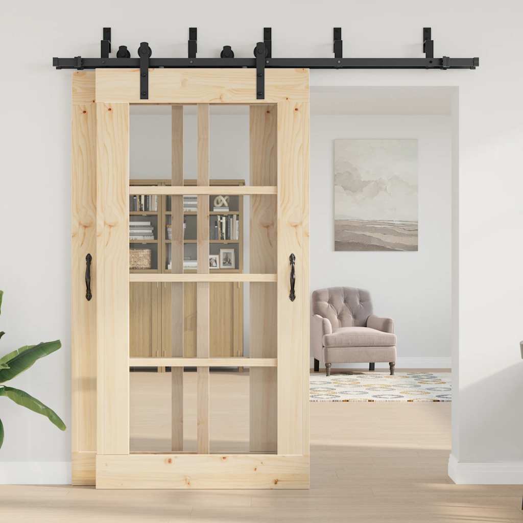 Vidaxxl boîte avec pièces pour porte coulissante 213,5 cm acier noir
