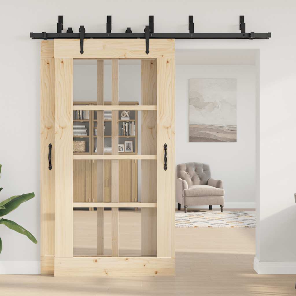 Vidaxxl boîte avec pièces pour porte coulissante 213,5 cm acier noir