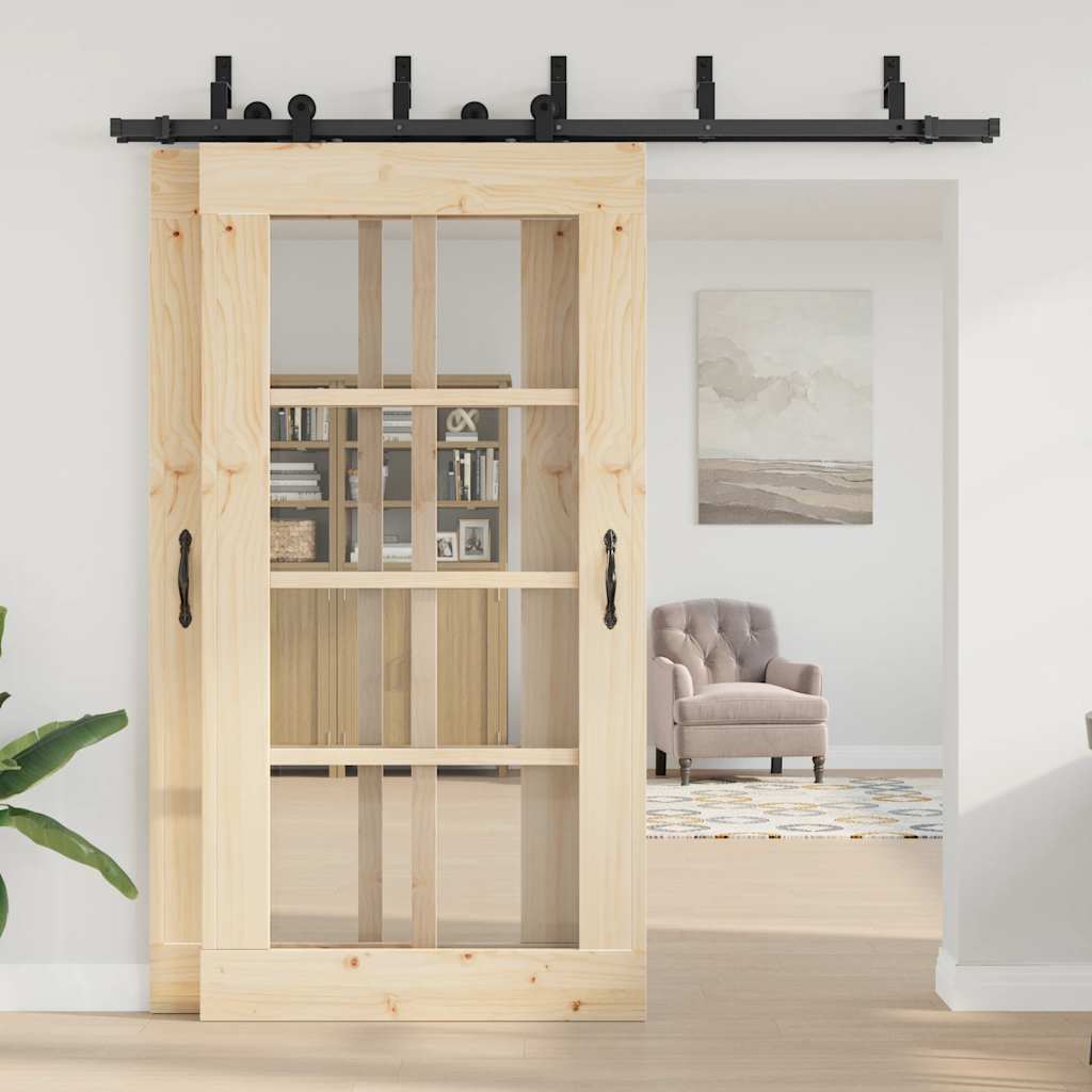 Vidaxxl boîte avec pièces pour porte coulissante 213,5 cm acier noir