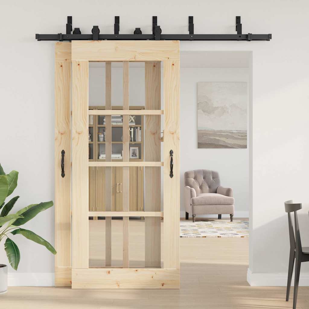 Vidaxxl boîte avec pièces pour porte coulissante 200 cm acier noir