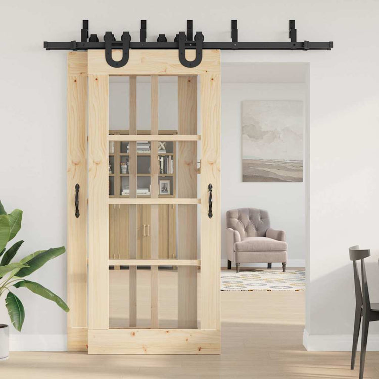 Vidaxxl boîte avec pièces pour porte coulissante 200 cm acier noir