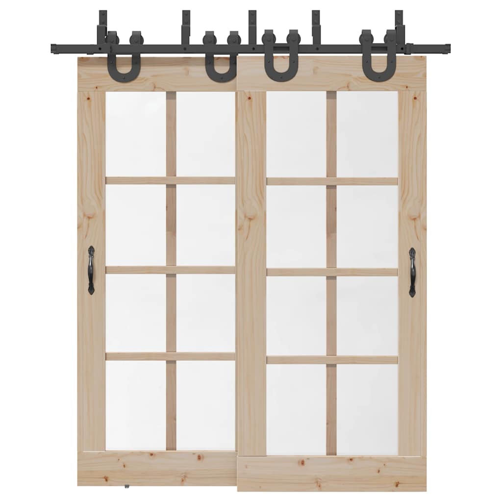 Vidaxxl boîte avec pièces pour porte coulissante 200 cm acier noir