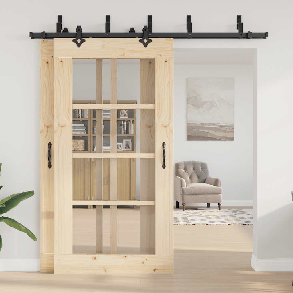 Vidaxxl boîte avec pièces pour porte coulissante 213,5 cm acier noir