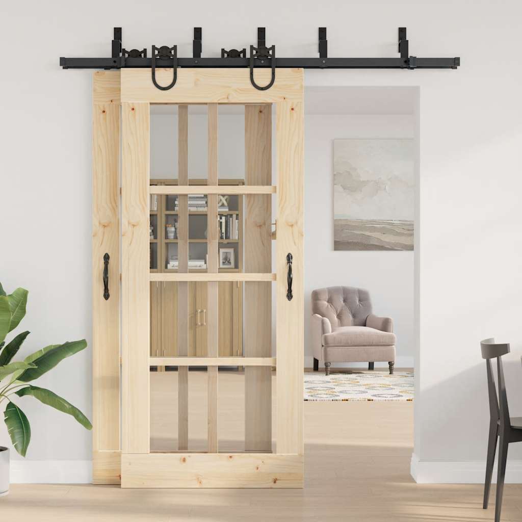 Vidaxxl boîte avec pièces pour porte coulissante 200 cm acier noir