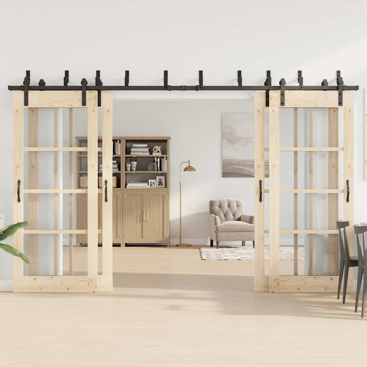 Vidaxxl boîte avec pièces pour porte coulissante 366 cm acier noir
