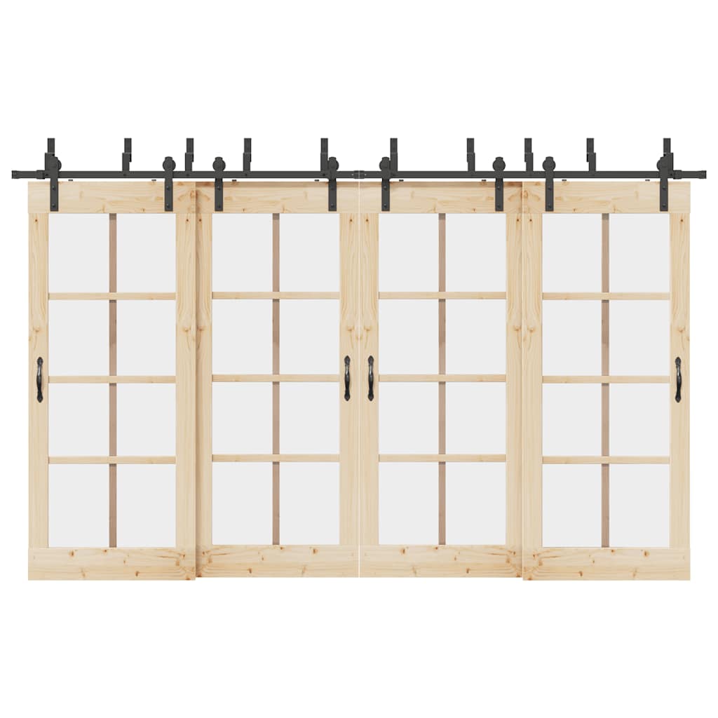 Vidaxxl boîte avec pièces pour porte coulissante 366 cm acier noir