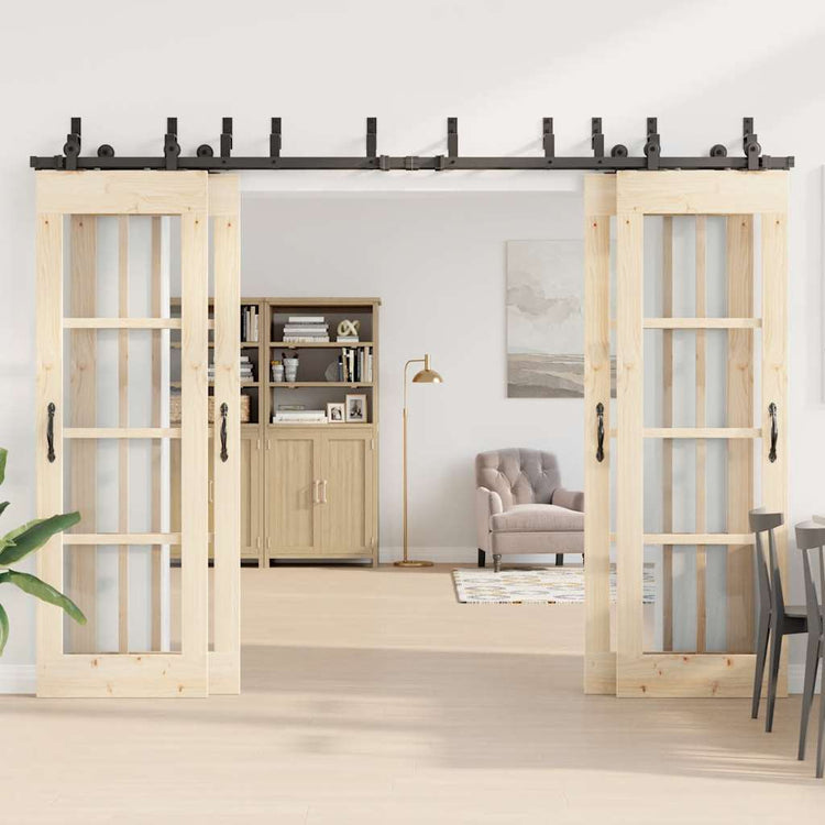 Vidaxxl boîte avec pièces pour porte coulissante 305 cm acier noir