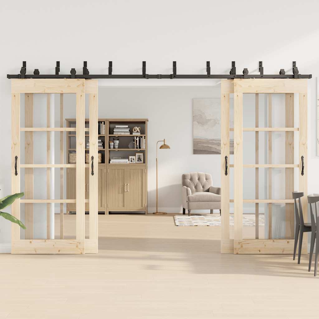 Vidaxxl boîte avec pièces pour porte coulissante 366 cm acier noir