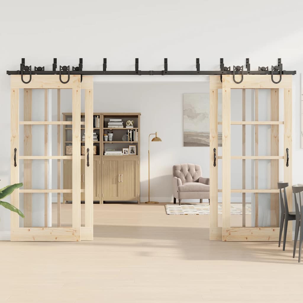 Vidaxxl boîte avec pièces pour porte coulissante 366 cm acier noir