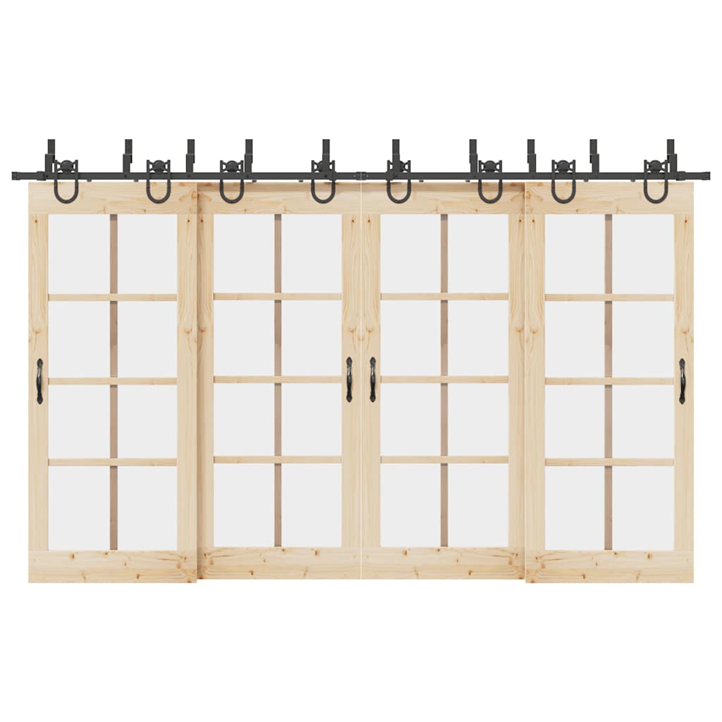 Vidaxxl boîte avec pièces pour porte coulissante 366 cm acier noir