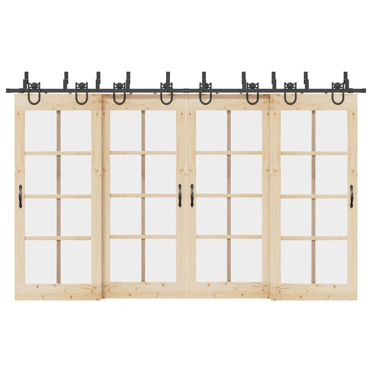 Vidaxxl boîte avec pièces pour porte coulissante 366 cm acier noir