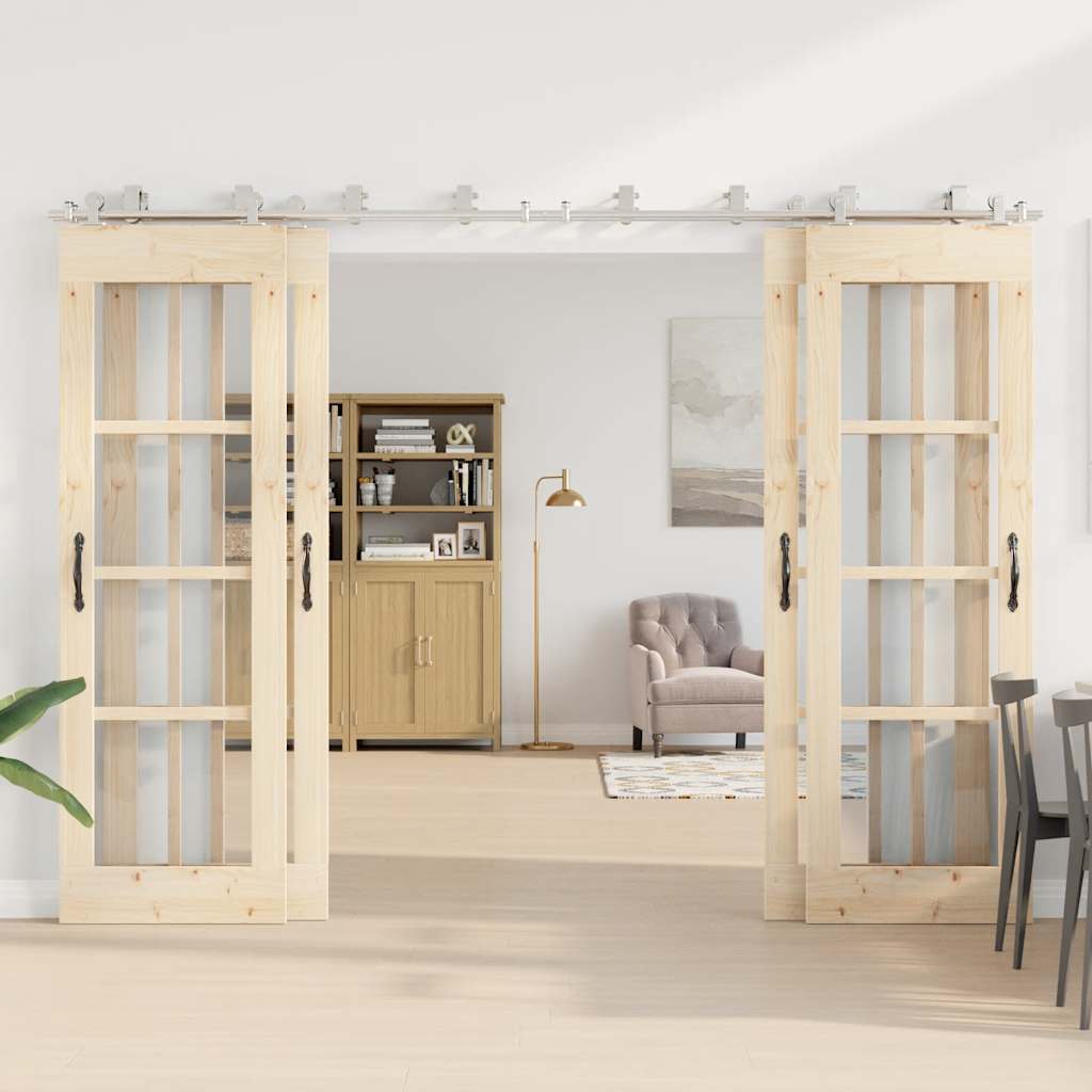 Vidaxx ensemble de pièces pour porte coulissante 366 cm acier inoxydable couleur argent