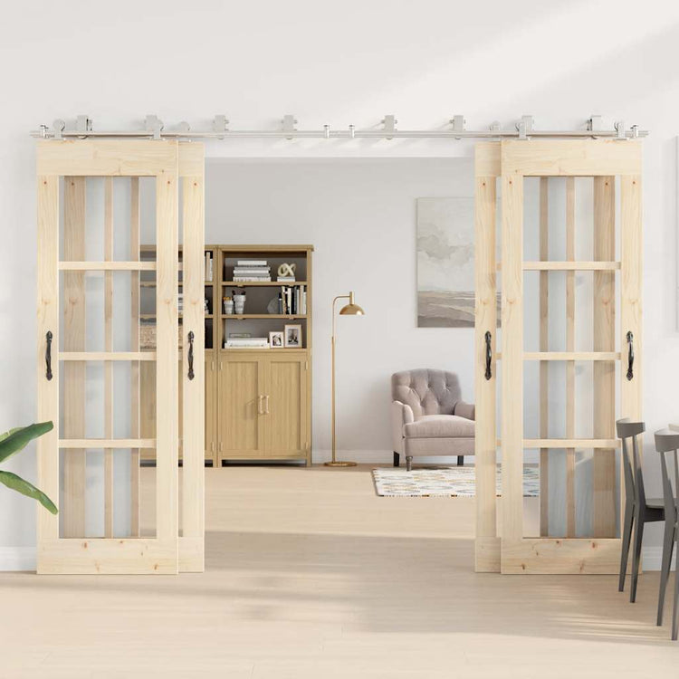 Vidaxx ensemble de pièces pour porte coulissante 366 cm acier inoxydable couleur argent