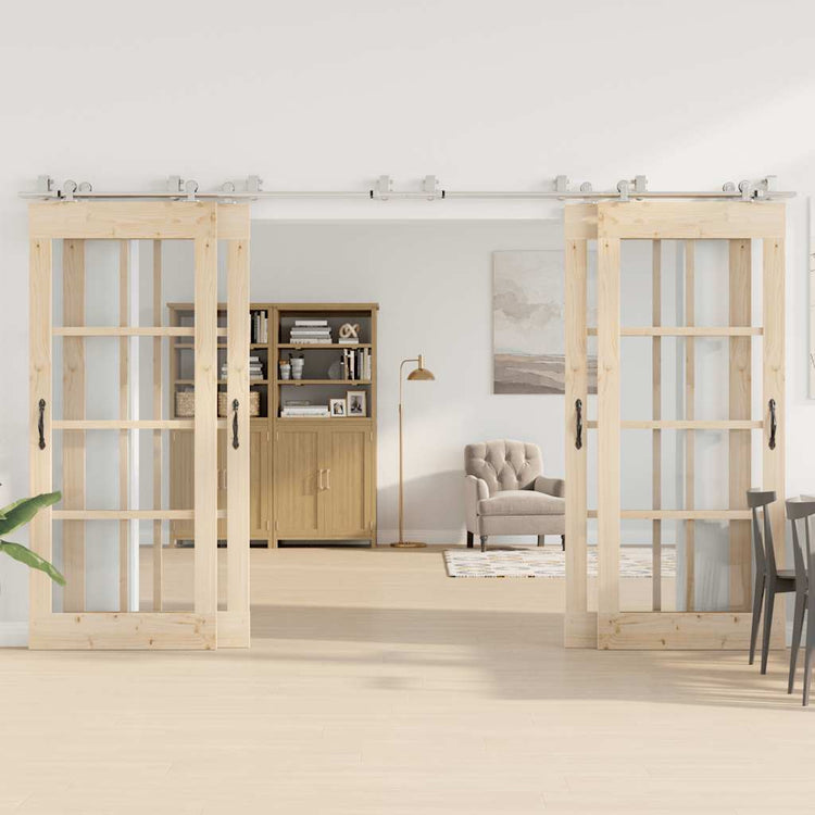 Vidaxx ensemble de pièces pour porte coulissante 366 cm acier inoxydable couleur argent