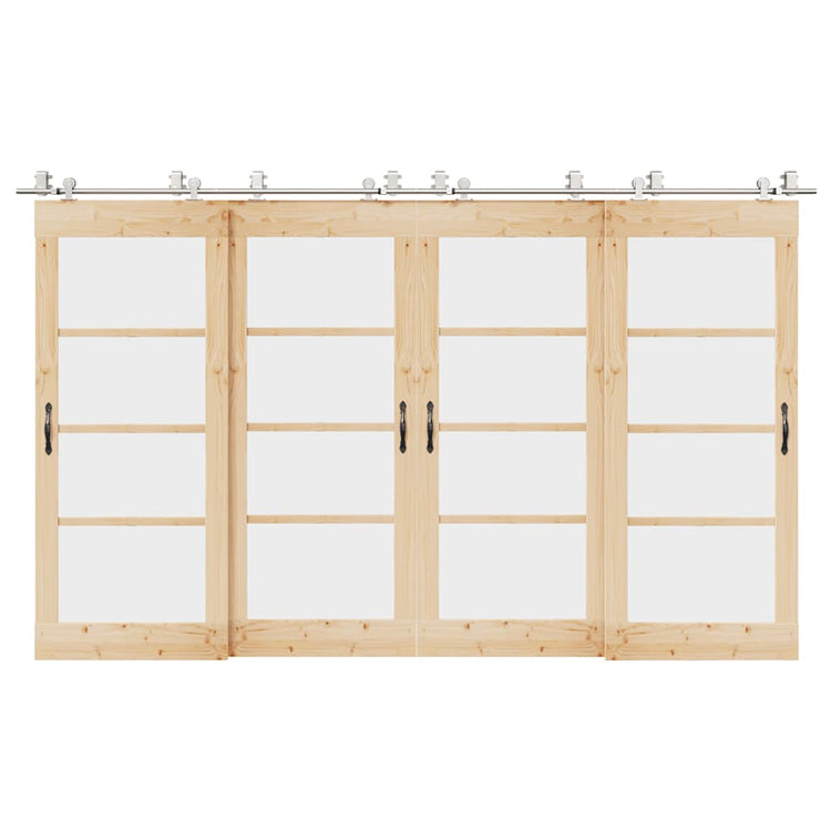 Vidaxx ensemble de pièces pour porte coulissante 366 cm acier inoxydable couleur argent