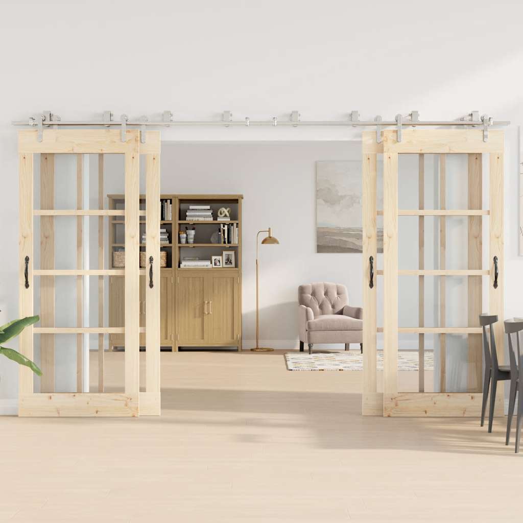 Vidaxx ensemble de pièces pour porte coulissante 366 cm acier inoxydable couleur argent