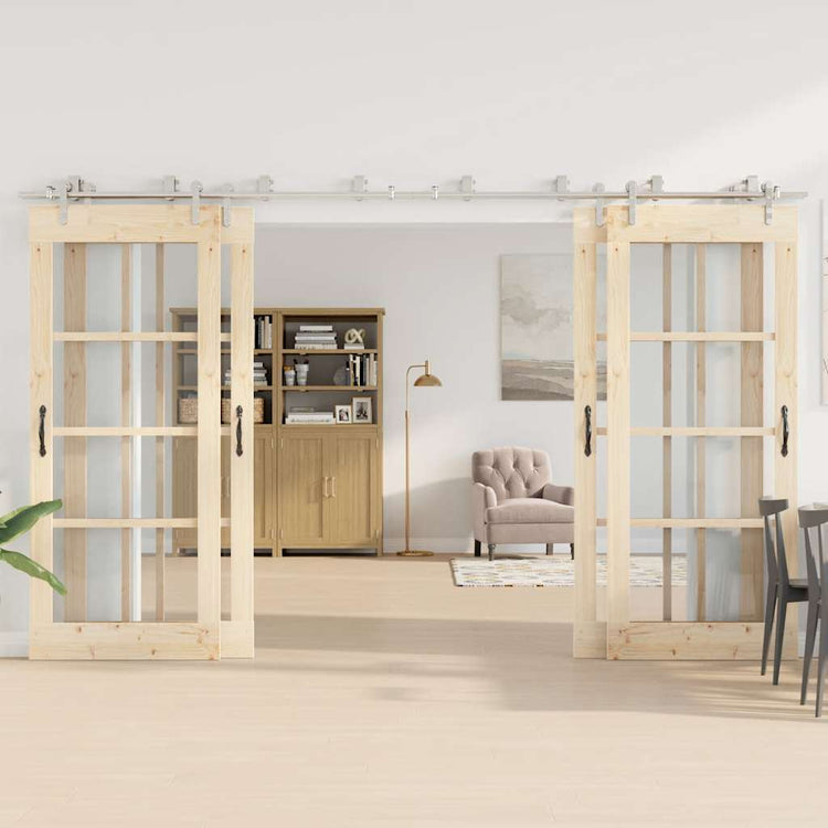 Vidaxx ensemble de pièces pour porte coulissante 366 cm acier inoxydable couleur argent