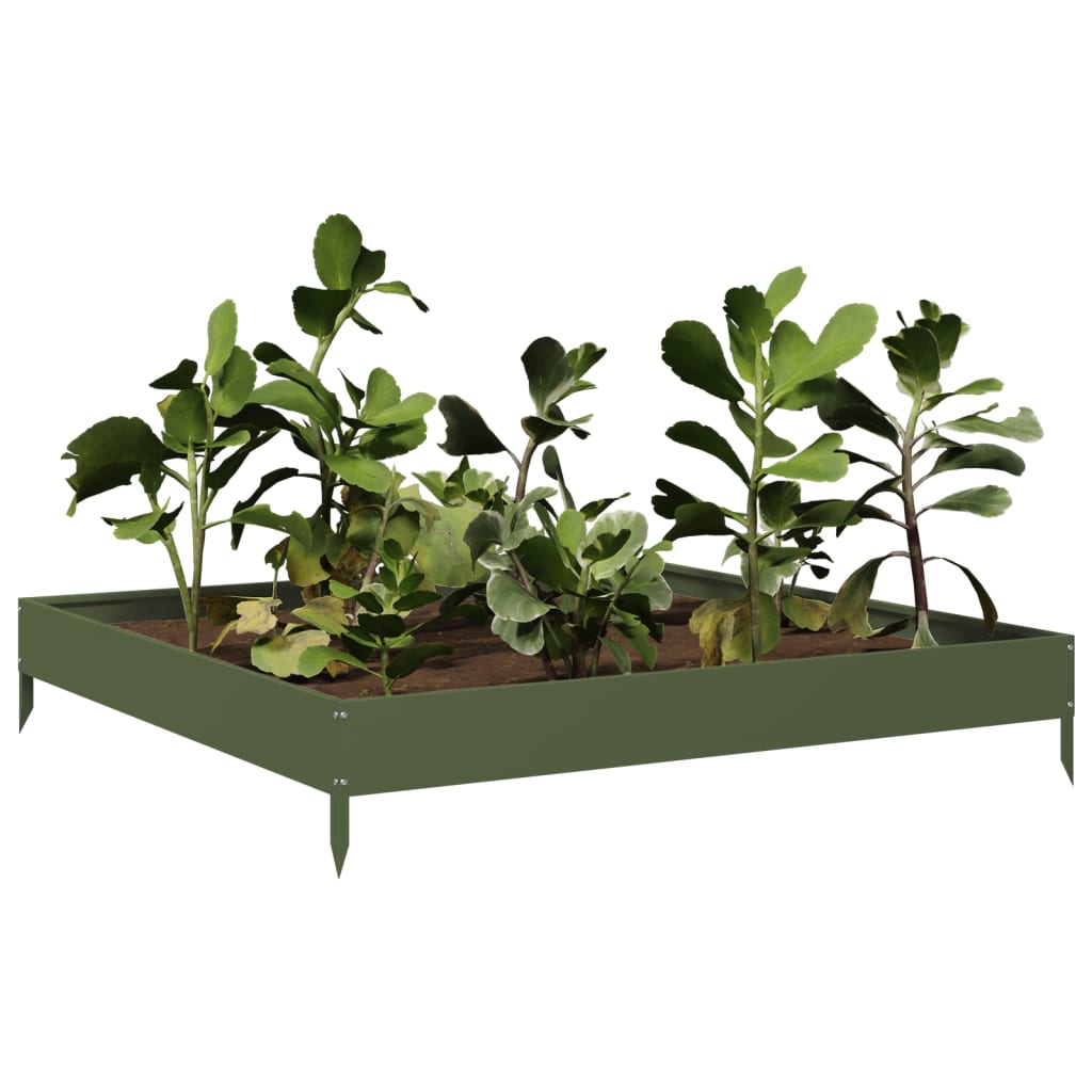 Vidaxl Planter surélevé 100x100x18,5 cm en acier vert olive