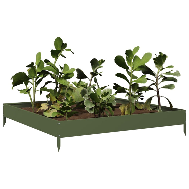 Vidaxl Planter surélevé 100x100x18,5 cm en acier vert olive