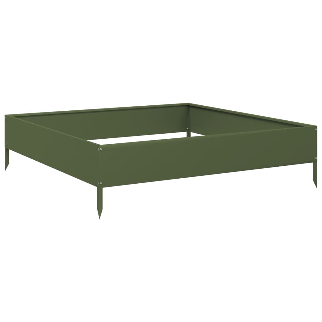 Vidaxl Planter surélevé 100x100x26 cm en acier vert olive