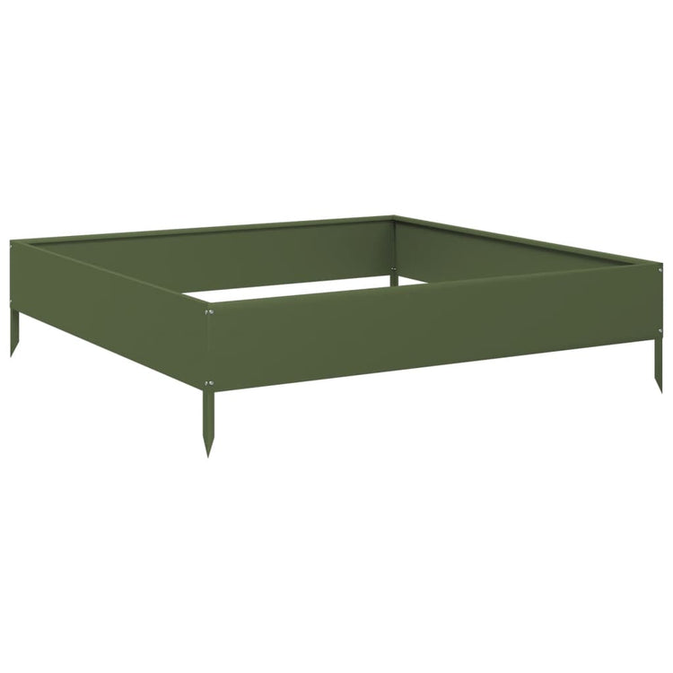 Vidaxl Planter surélevé 100x100x26 cm en acier vert olive