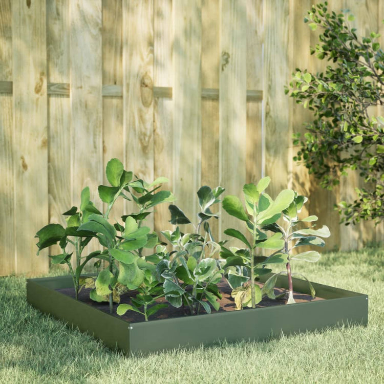 Vidaxl Planter surélevé 100x100x26 cm en acier vert olive