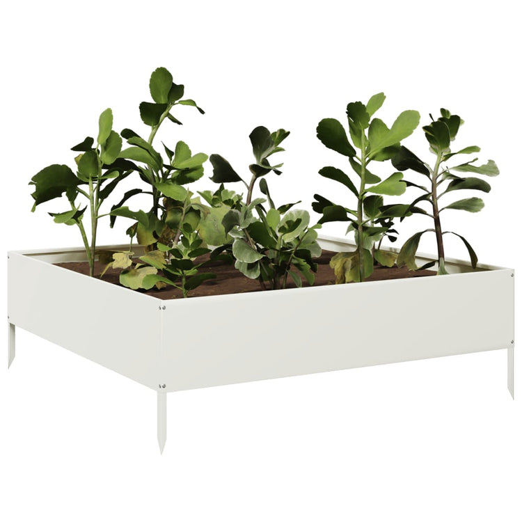 Vidaxl Planter surélevé 100x100x33,5 cm en acier blanc