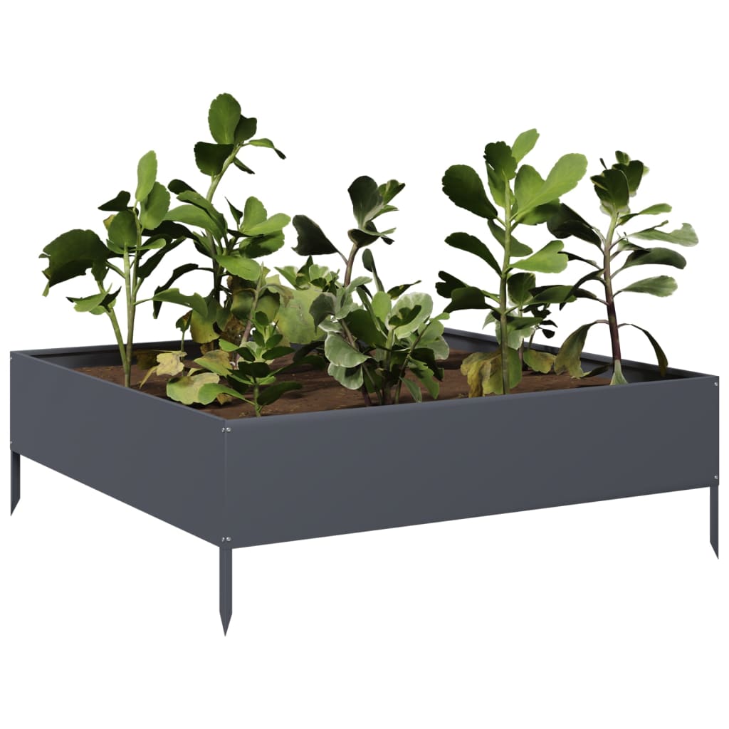 Vidaxl planter insenté 100x100x33.5 cm anthracite en acier -colore