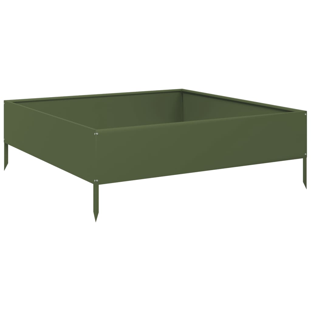 Vidaxl Planter surélevé 100x100x33,5 cm en acier vert olive