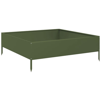 Vidaxl Planter surélevé 100x100x33,5 cm en acier vert olive