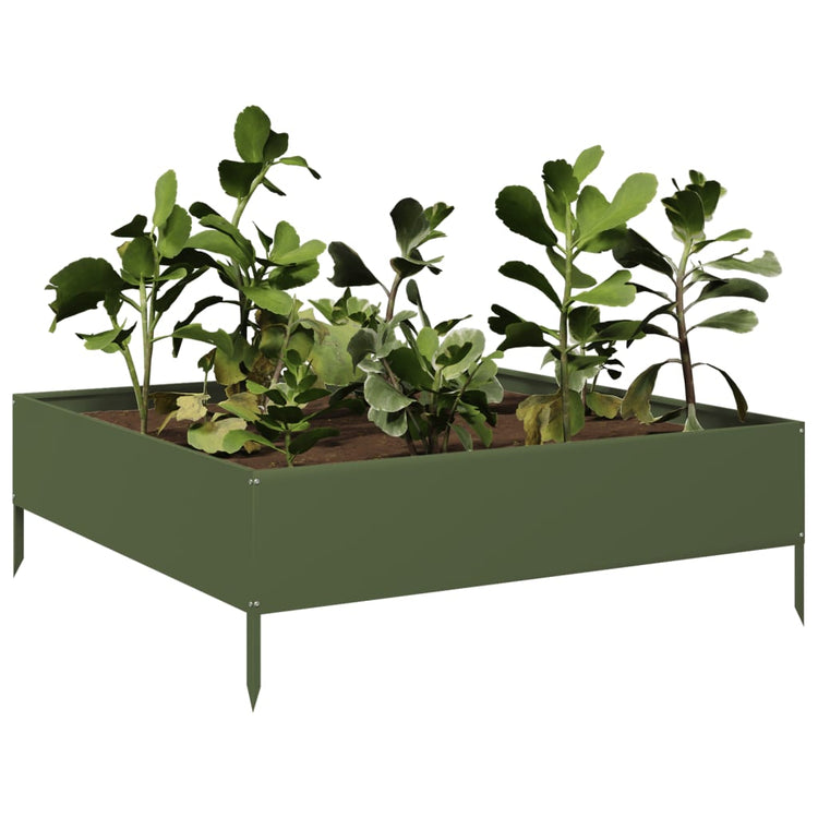 Vidaxl Planter surélevé 100x100x33,5 cm en acier vert olive