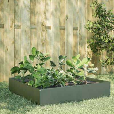 Vidaxl Planter surélevé 100x100x33,5 cm en acier vert olive