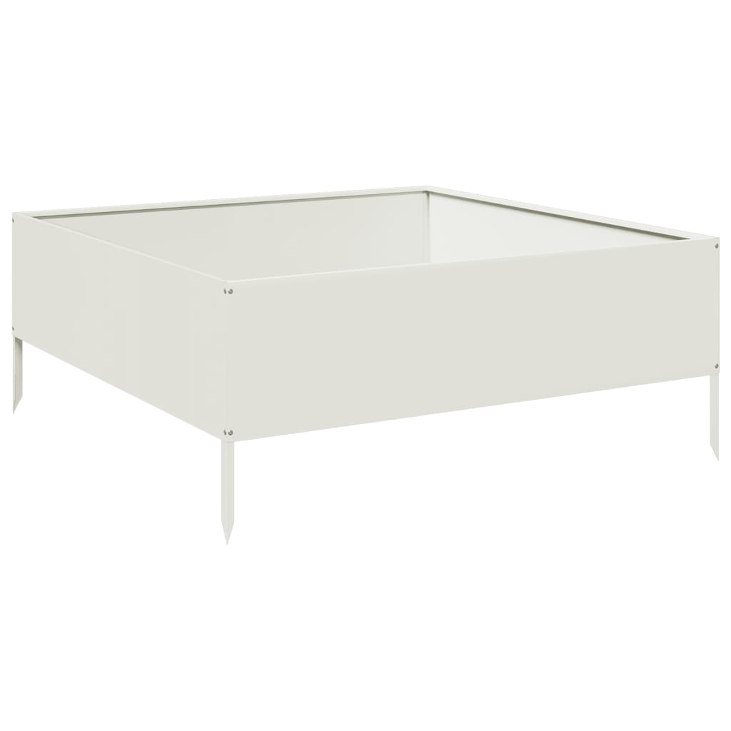Boîte de planification Vidaxl surélevée 100x100x25 cm en acier blanc