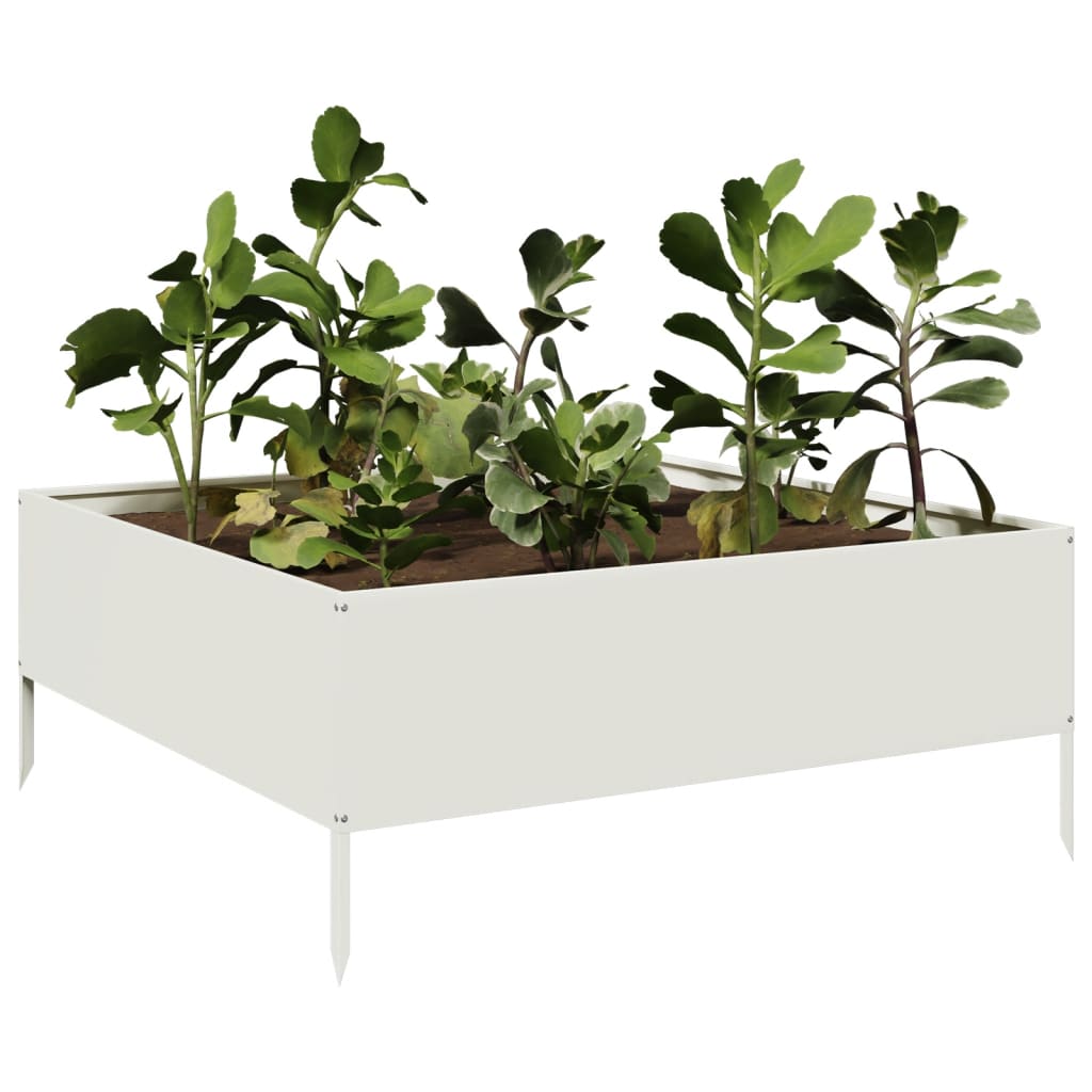 Boîte de planification Vidaxl surélevée 100x100x25 cm en acier blanc