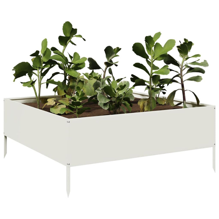 Boîte de planification Vidaxl surélevée 100x100x25 cm en acier blanc