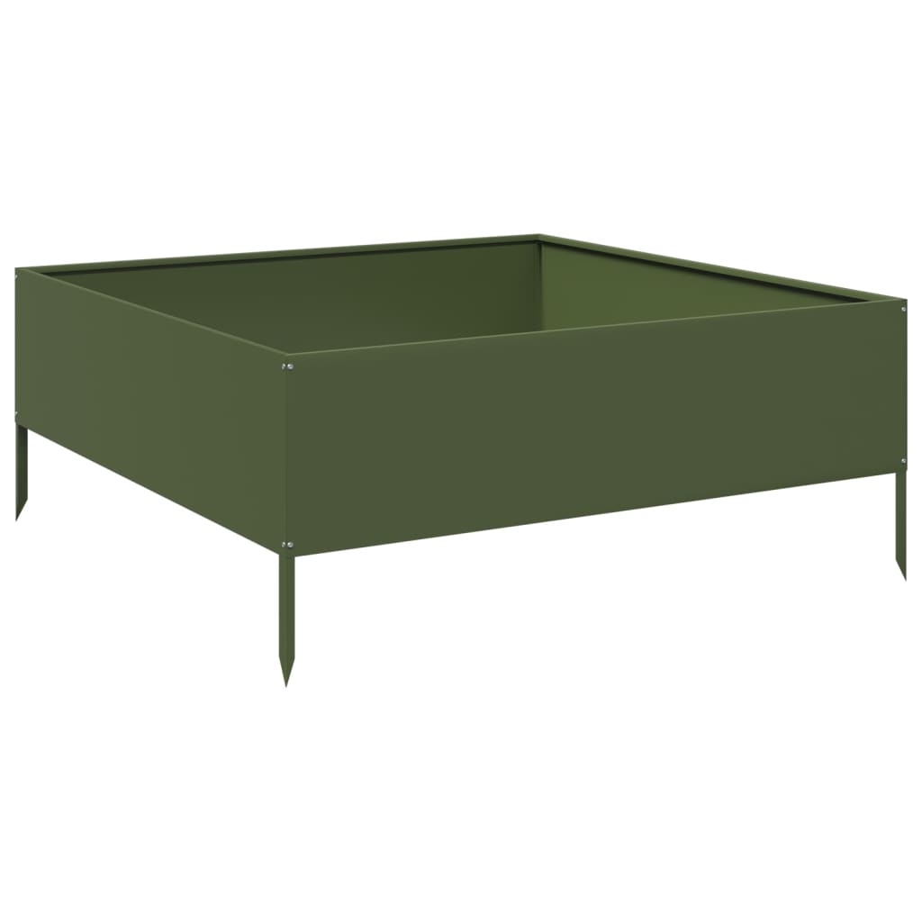 Vidaxl Planter surélevé 100x100x25 cm en acier vert olive
