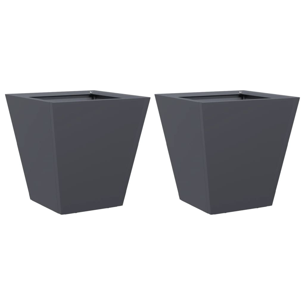 Vidaxl Planters 2 ST 30x30x30 cm Anthracite en acier -colore