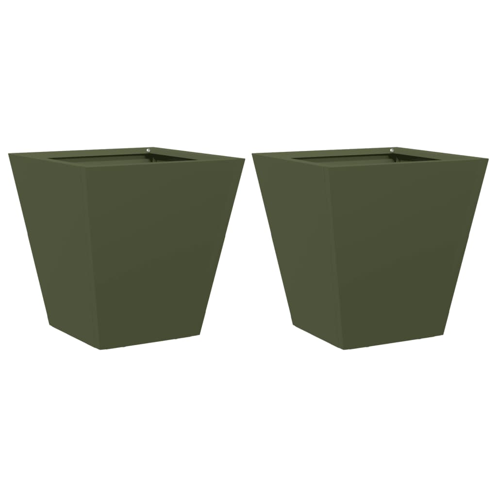 Vidaxl Planters 2 ST 30x30x30 cm en acier vert olive