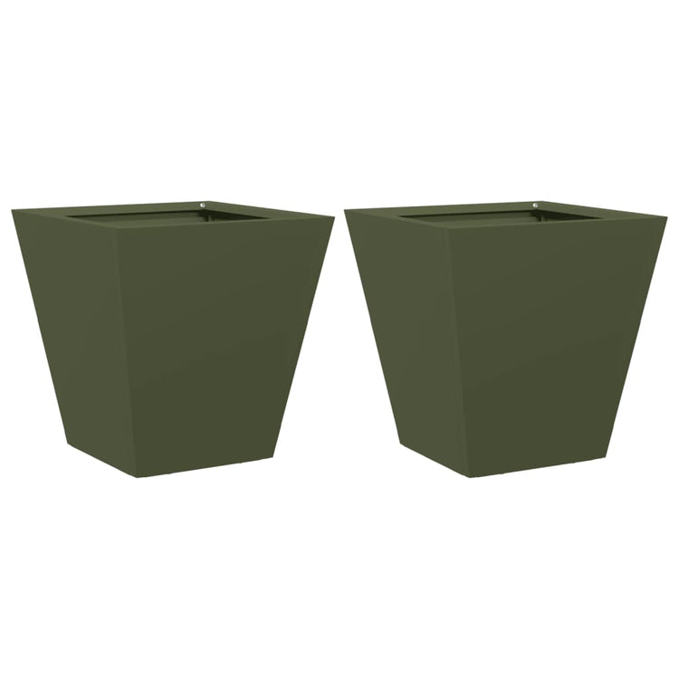 Vidaxl Planters 2 ST 30x30x30 cm en acier vert olive