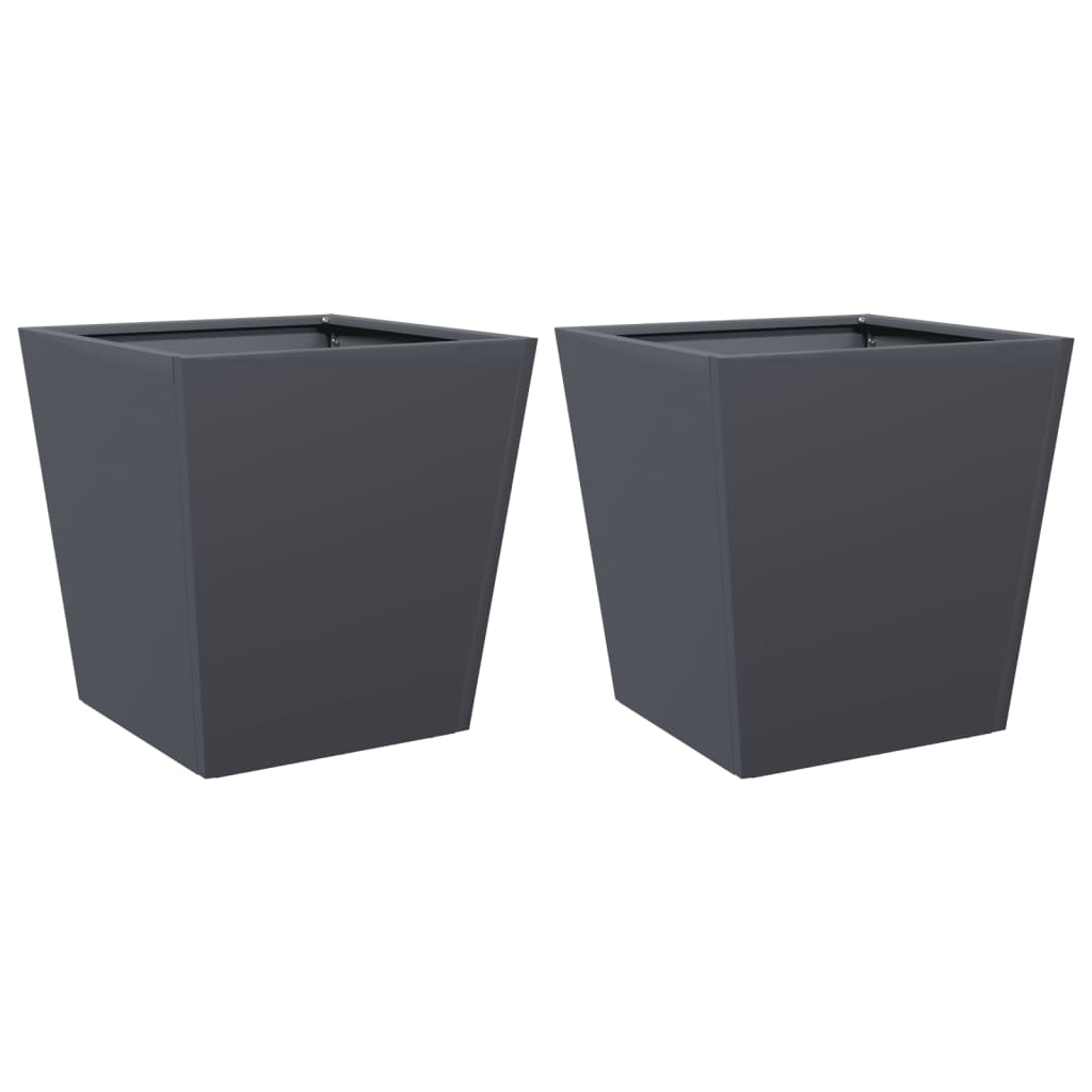 Vidaxl Planters 2 ST 40x40x40 cm Anthracite en acier -colore