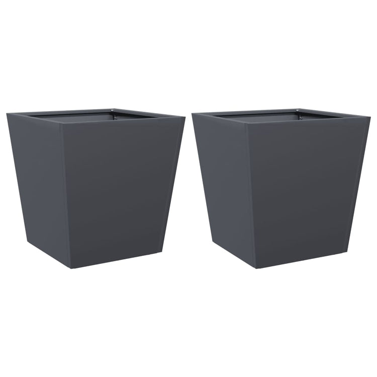 Vidaxl Planters 2 ST 40x40x40 cm Anthracite en acier -colore
