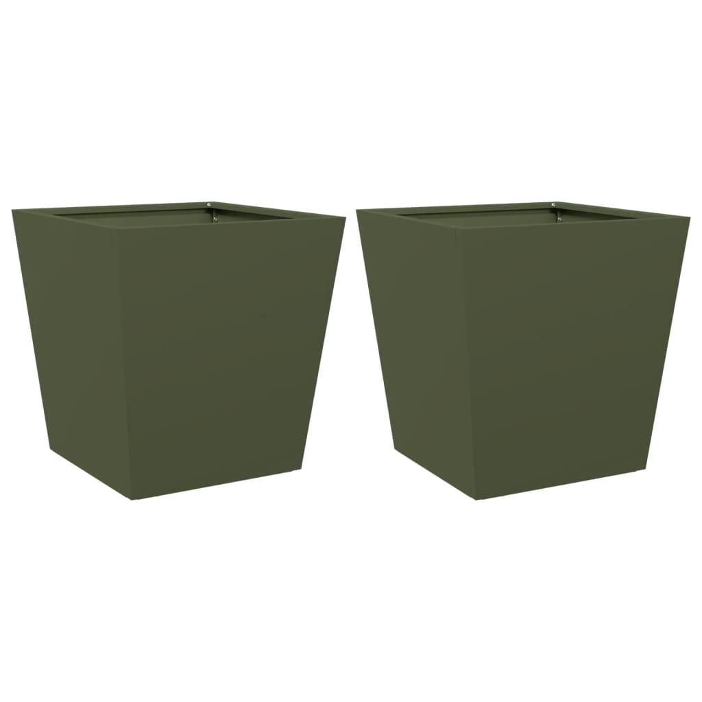 Vidaxl Planters 2 ST 40x40x40 cm en acier vert olive