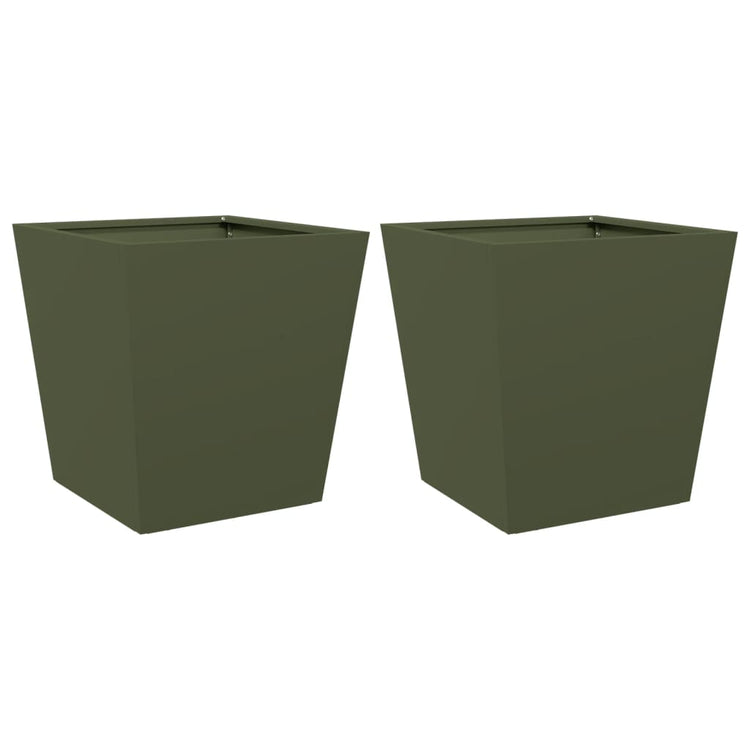 Vidaxl Planters 2 ST 40x40x40 cm en acier vert olive