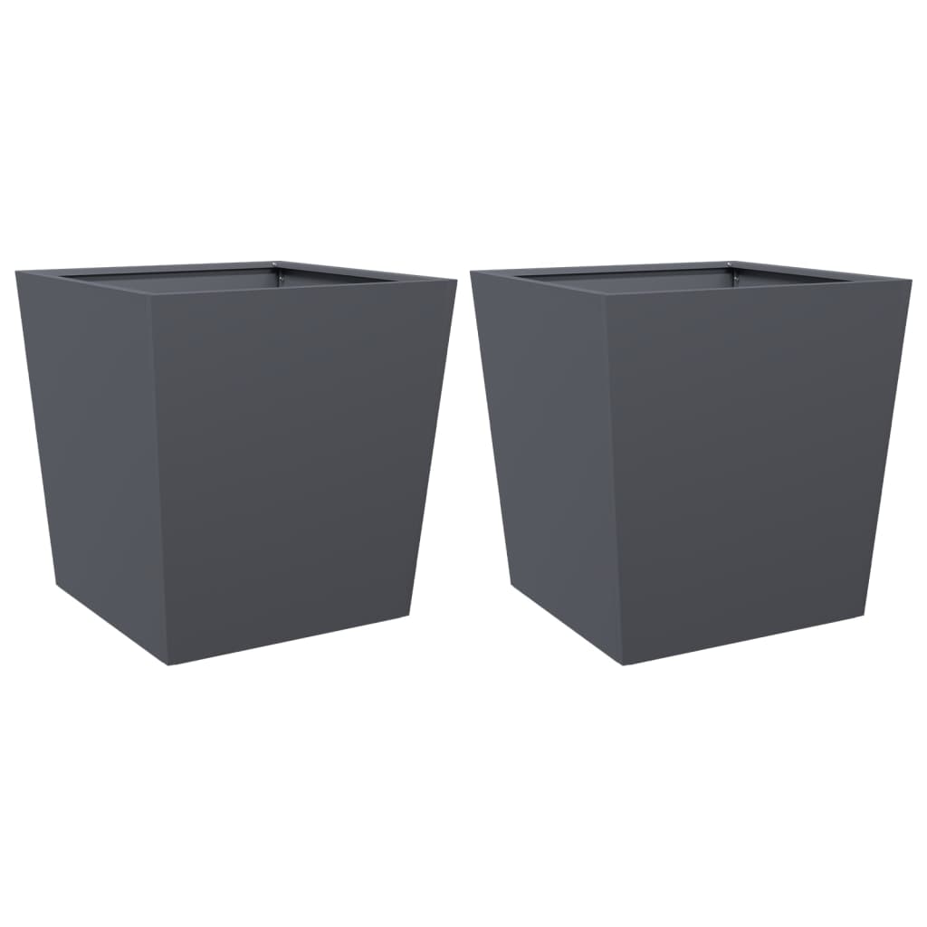 Vidaxl Planters 2 ST 50x50x50 cm Anthracite en acier -colore