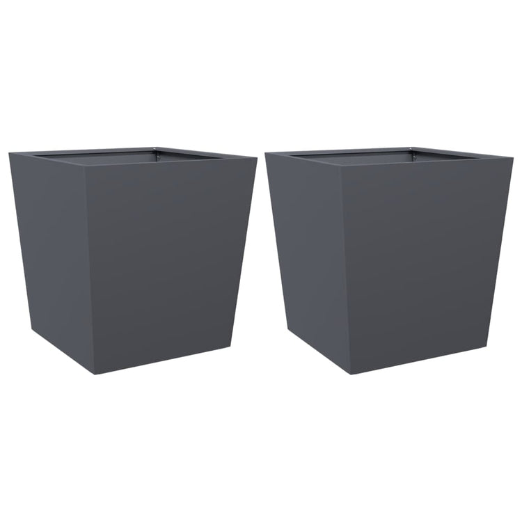 Vidaxl Planters 2 ST 50x50x50 cm Anthracite en acier -colore