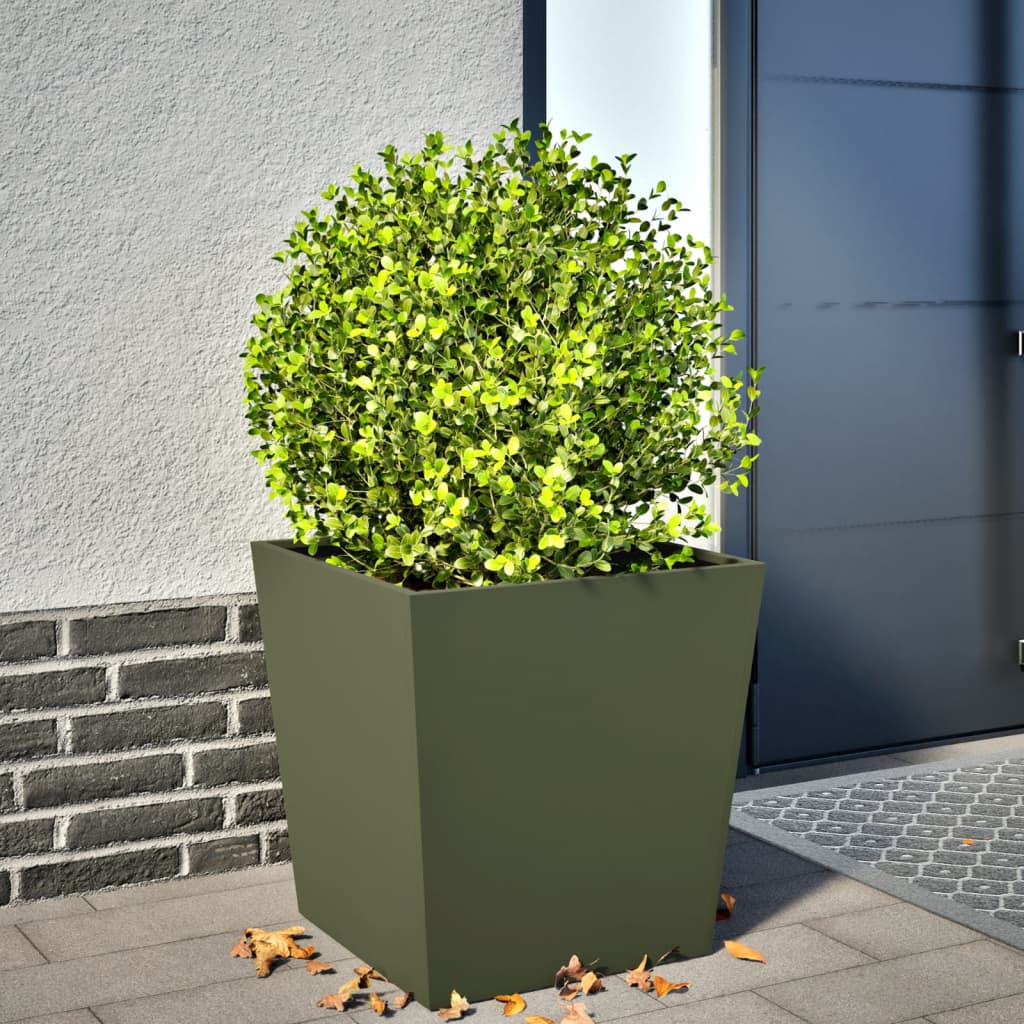 Boîte de planification Vidaxl 50x50x50 cm Green d'olive en acier