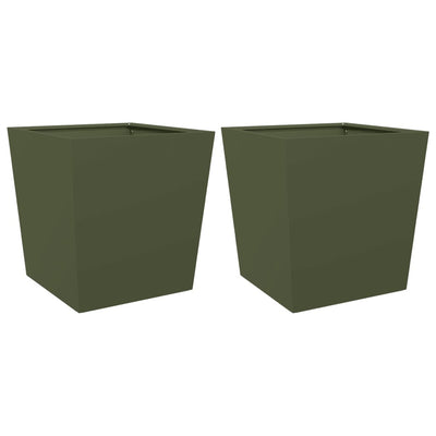 Planteurs Vidaxl 2 ST 50x50x50 cm Green d'olive en acier