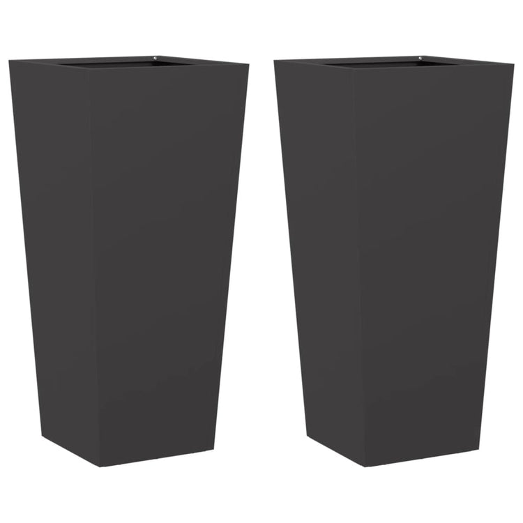 Jardinières vidaxl 2 ST 35x35x75 cm en acier noir
