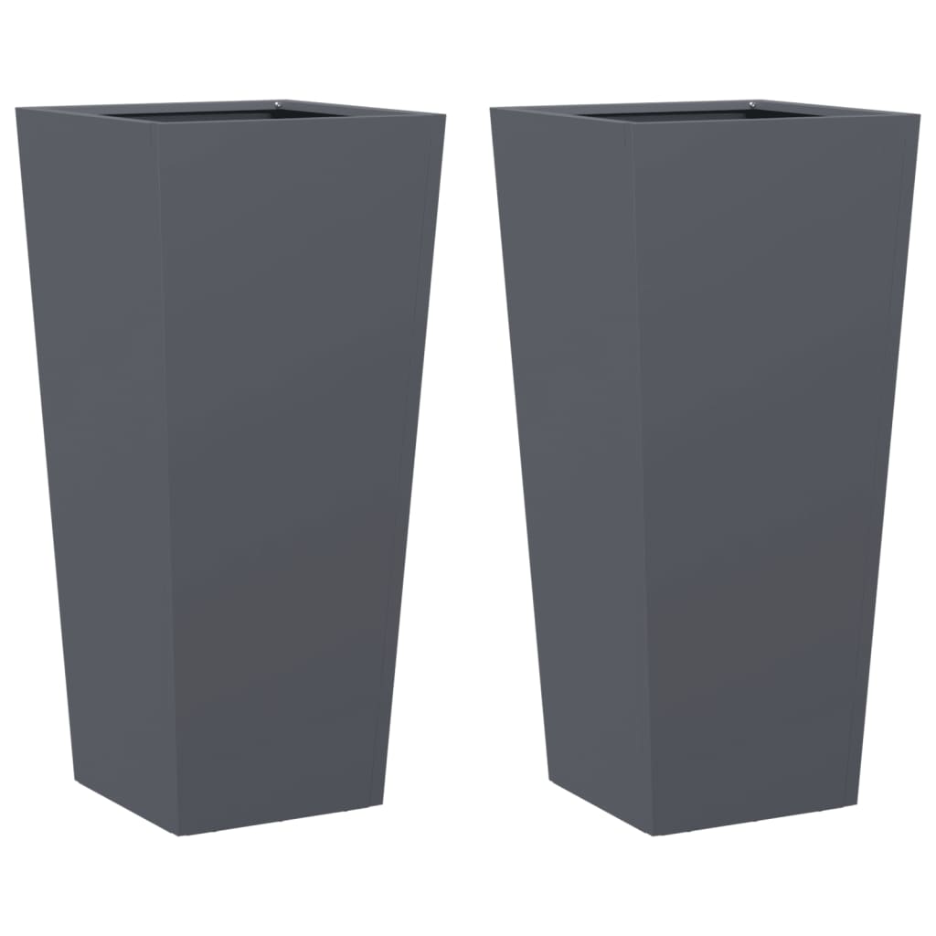 Vidaxl Planters 2 ST 35x35x75 cm Anthracite en acier -colore