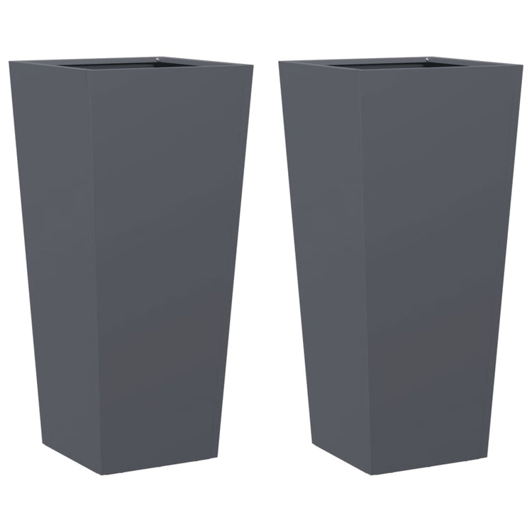 Vidaxl Planters 2 ST 35x35x75 cm Anthracite en acier -colore